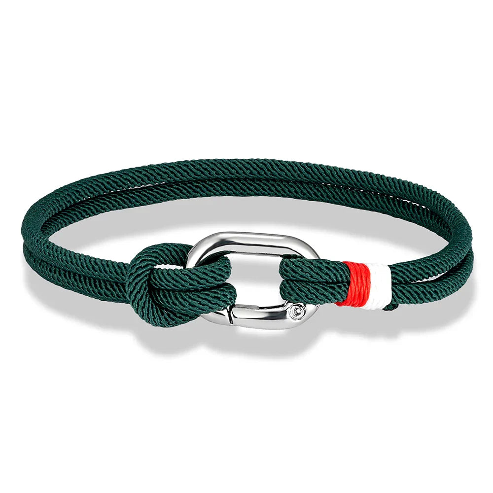 Bracelet nautique en corde tressée avec nœud pour homme ou femme vert