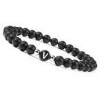 ブラック ブレスレット イニシャル v