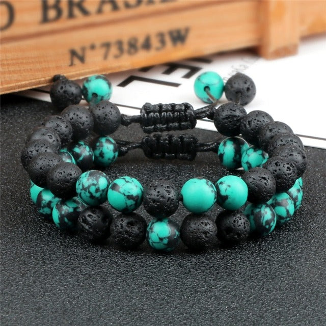 Bracelet Pierre de Lave de Guérison Gourmette Homme Femme