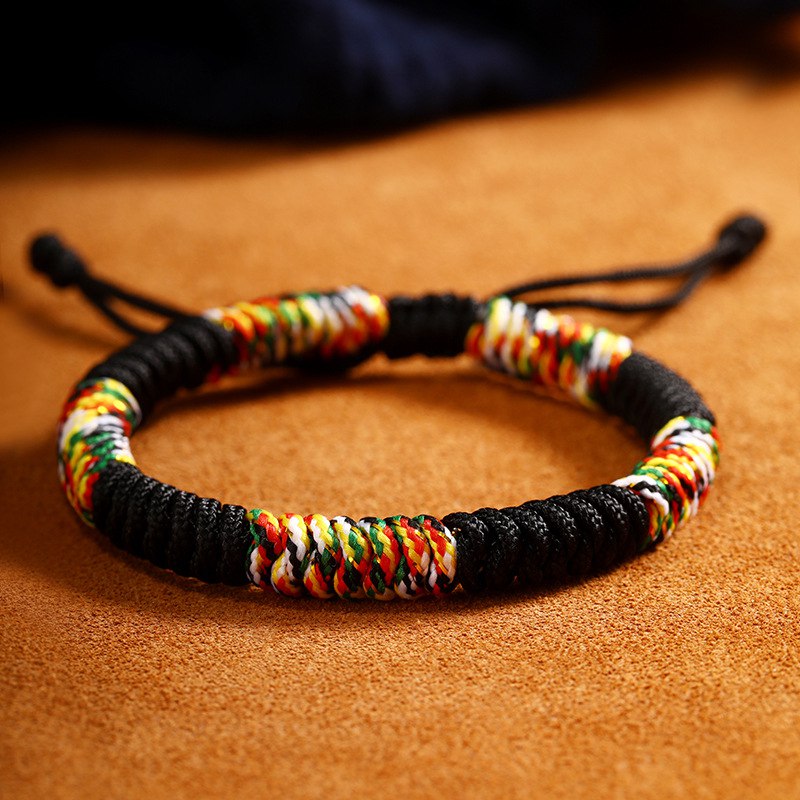 Bracelet Porte Bonheur Bouddhiste Tibétain Fil Noir