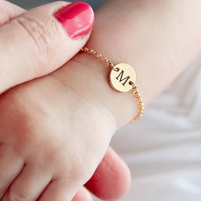 Bracelet pour Bébé Personnalisé Initiale du Prénom or
