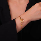 Bracelet Rigide Fleur de Lotus Femme or