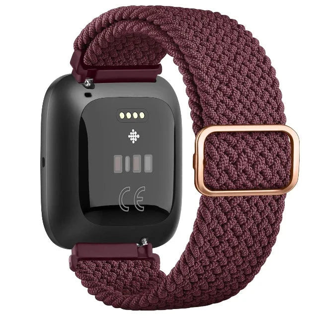 Fitbit Versa 1 / Versa 2 / Versa Lite 用 超伸縮性ウォッチバンド ボルドー