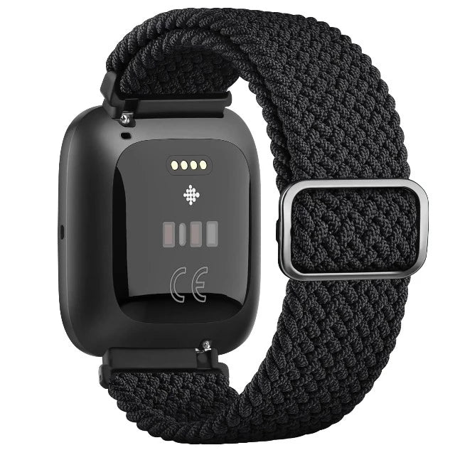 Fitbit Versa 1 / Versa 2 / Versa Lite 用 超伸縮性ウォッチバンド ブラック
