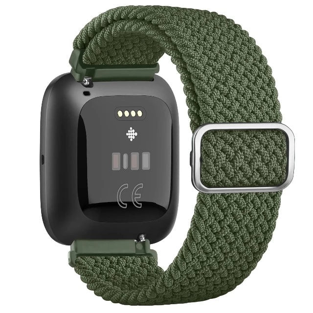Fitbit Versa 1 / Versa 2 / Versa Lite 用 超伸縮性ウォッチバンド アーミーグリーン