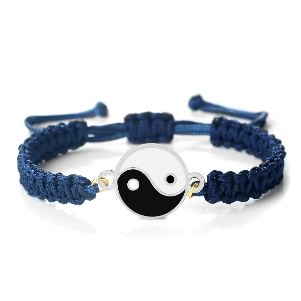 Bracelet Tressé Yin Yang bleu et argent