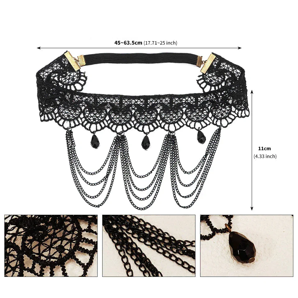 Chaîne de cuisse en dentelle noire - bijou de jambe pour femme