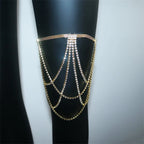 Chaîne de cuisse en strass - bijou de jambe pour femme or