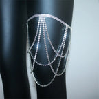 Chaîne de cuisse en strass - bijou de jambe pour femme argent