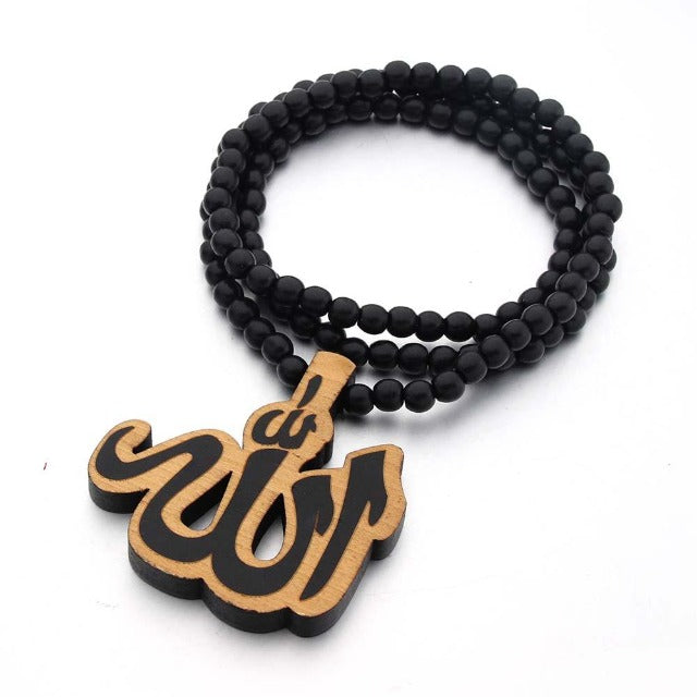ベージュと黒のアラブ式イスラム数珠 Sebha