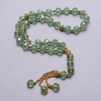 Chapelet musulman élégant - Tasbih islamique 33 perles vert jade et doré