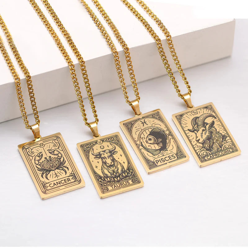 Collier avec Joli Pendentif Signe du Zodiaque Astrologique