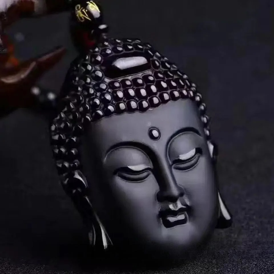 黒曜石の仏陀ペンダント付きネックレス