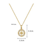Collier avec Pendentif Boussole avec Zircon Rose des Vents