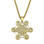 Collier avec Pendentif Cube de Métatron or
