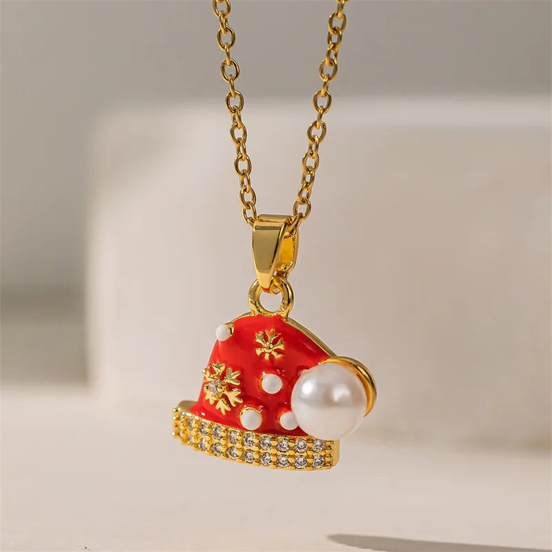 ネックレス クリスマス帽子のペンダント