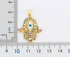 Collier avec pendentif de protection contre le mauvais œil et main de Fatma multicolore