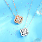 Collier avec Pendentif en Feuille de Trèfle à 4 Feuilles en Zircon argent