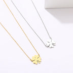 Collier avec Pendentif en Feuille de Trèfle Porte Bonheur argent