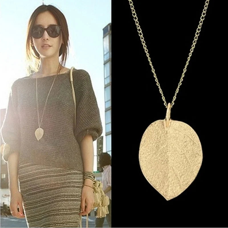 Collier avec Pendentif Feuille Automnale