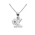 イニシャルとフラワーのペンダント付きネックレス x