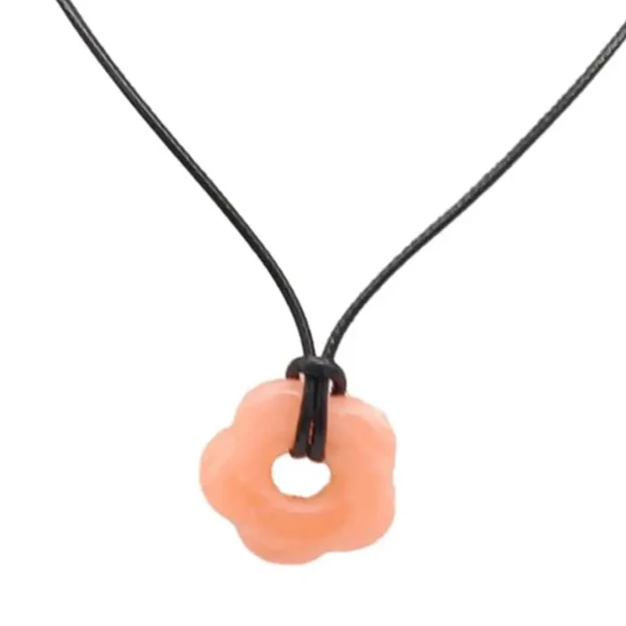 ロマンティックスタイルの花モチーフペンダントネックレス オレンジ