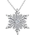 ホワイトキュービックジルコニアの雪の結晶ペンダントネックレス