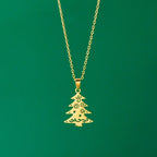 Collier avec Pendentif Hivernal sapin or
