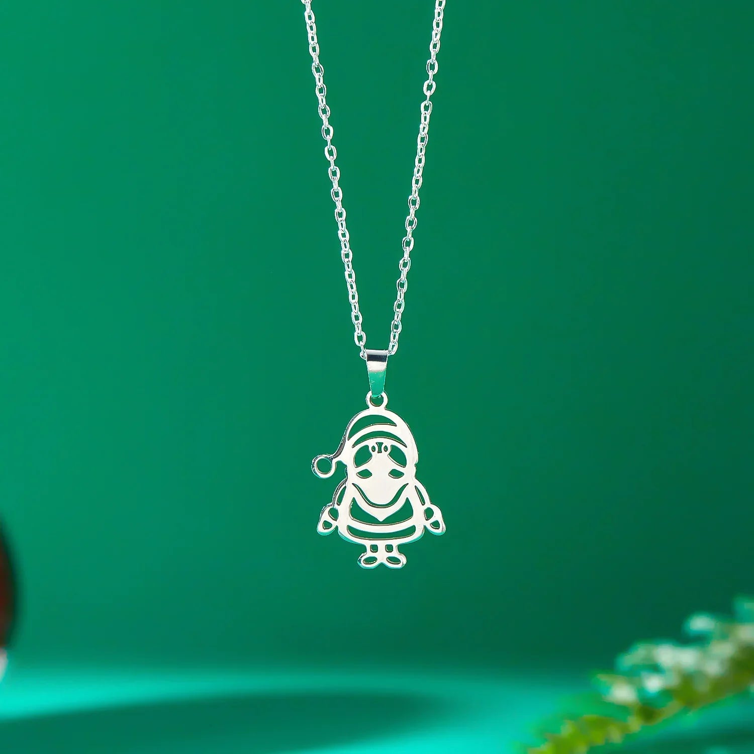 Collier avec Pendentif Hivernal père Noël argent