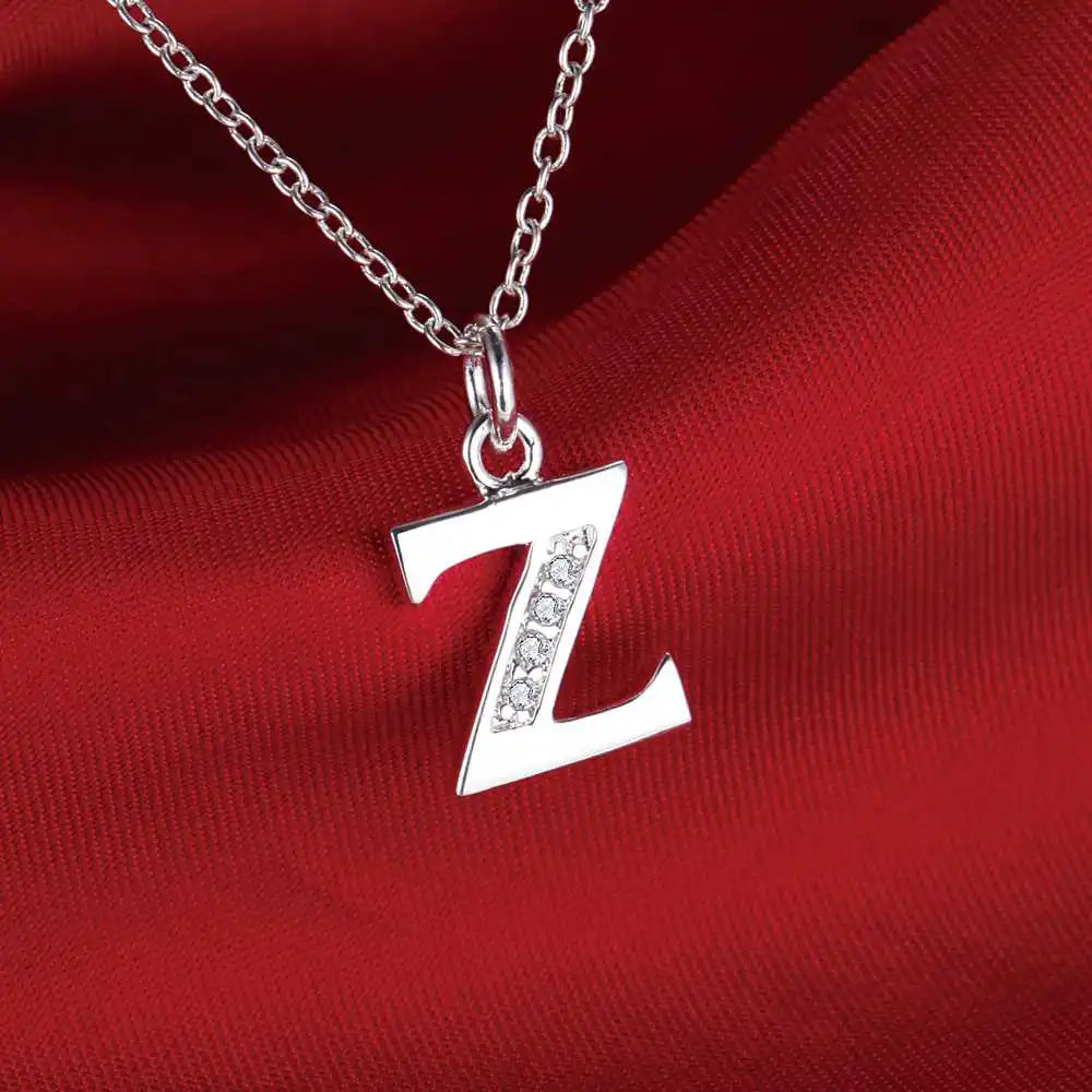 イニシャルzのペンダント付きロングネックレス