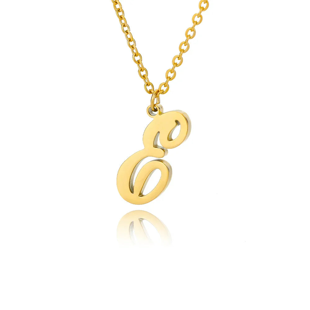 Collier avec pendentif initiale pour femme e