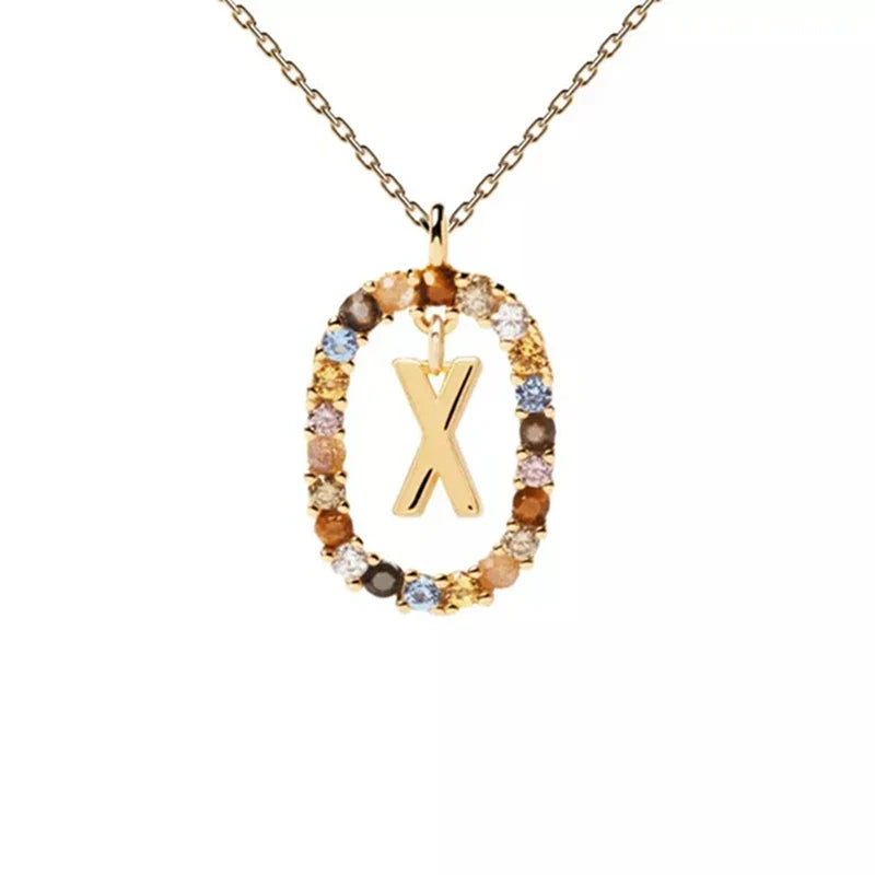 Collier avec pendentif ovale initiale x