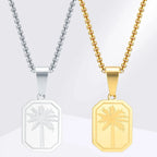 Collier avec pendentif palmier géométrique or
