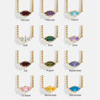 Collier avec pendentif pierre de naissance en forme d'oeil