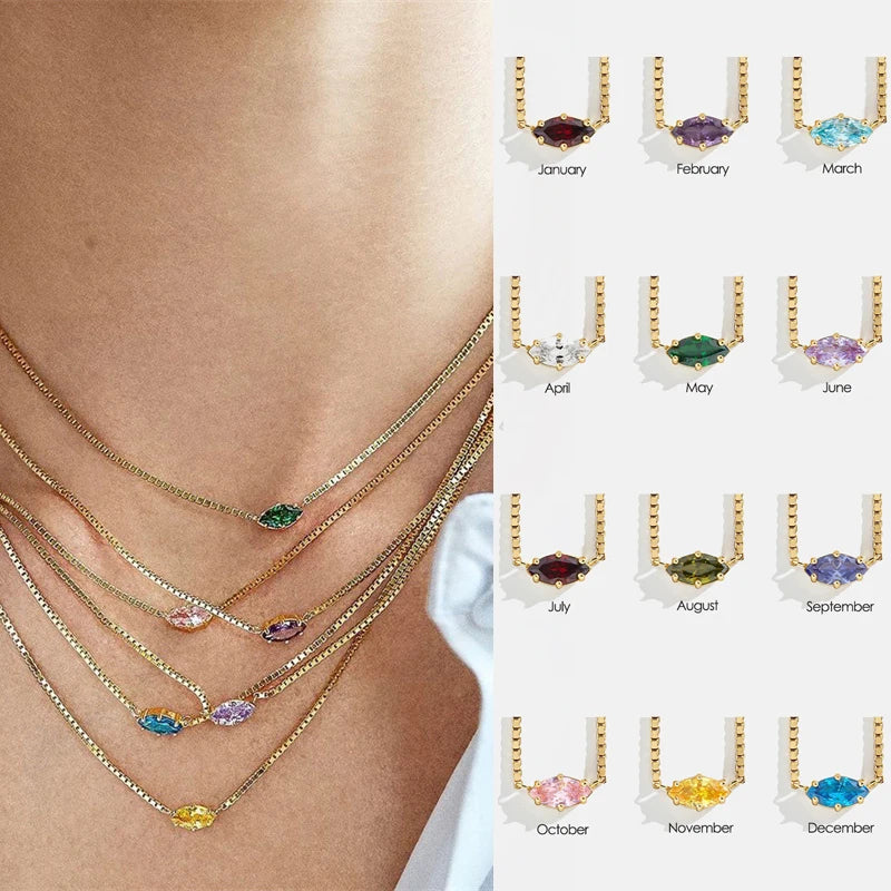 Collier avec pendentif pierre de naissance en forme d'oeil