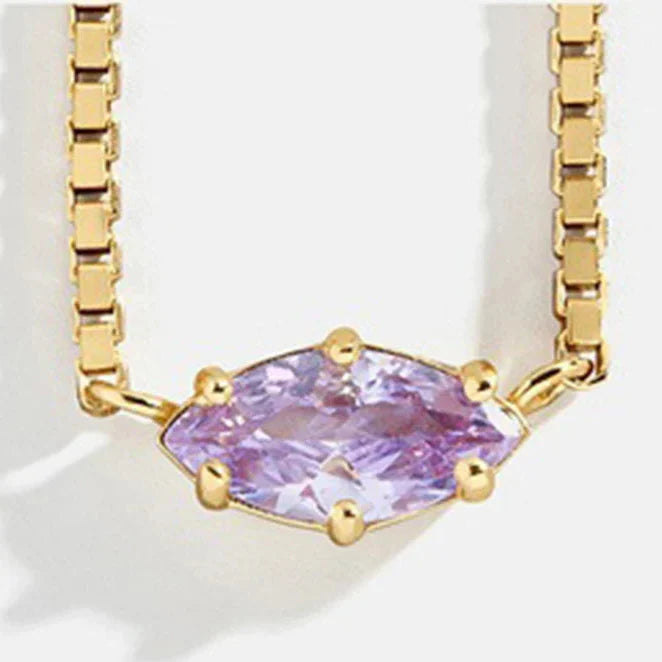 Collier avec pendentif pierre de naissance en forme d'oeil juin