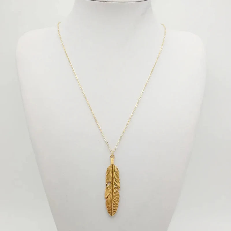 Collier avec Pendentif Plume pour Homme ou Femme or