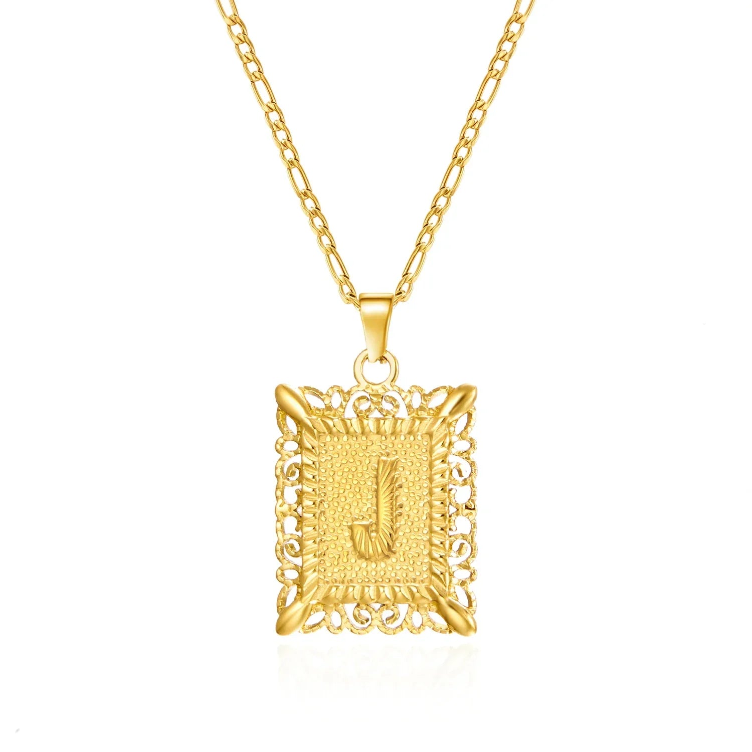 Collier avec pendentif rectangulaire initiale j