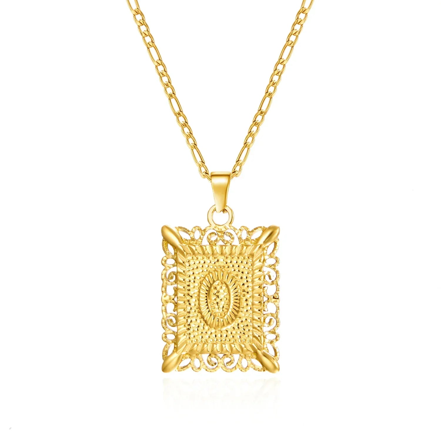 Collier avec pendentif rectangulaire initiale o