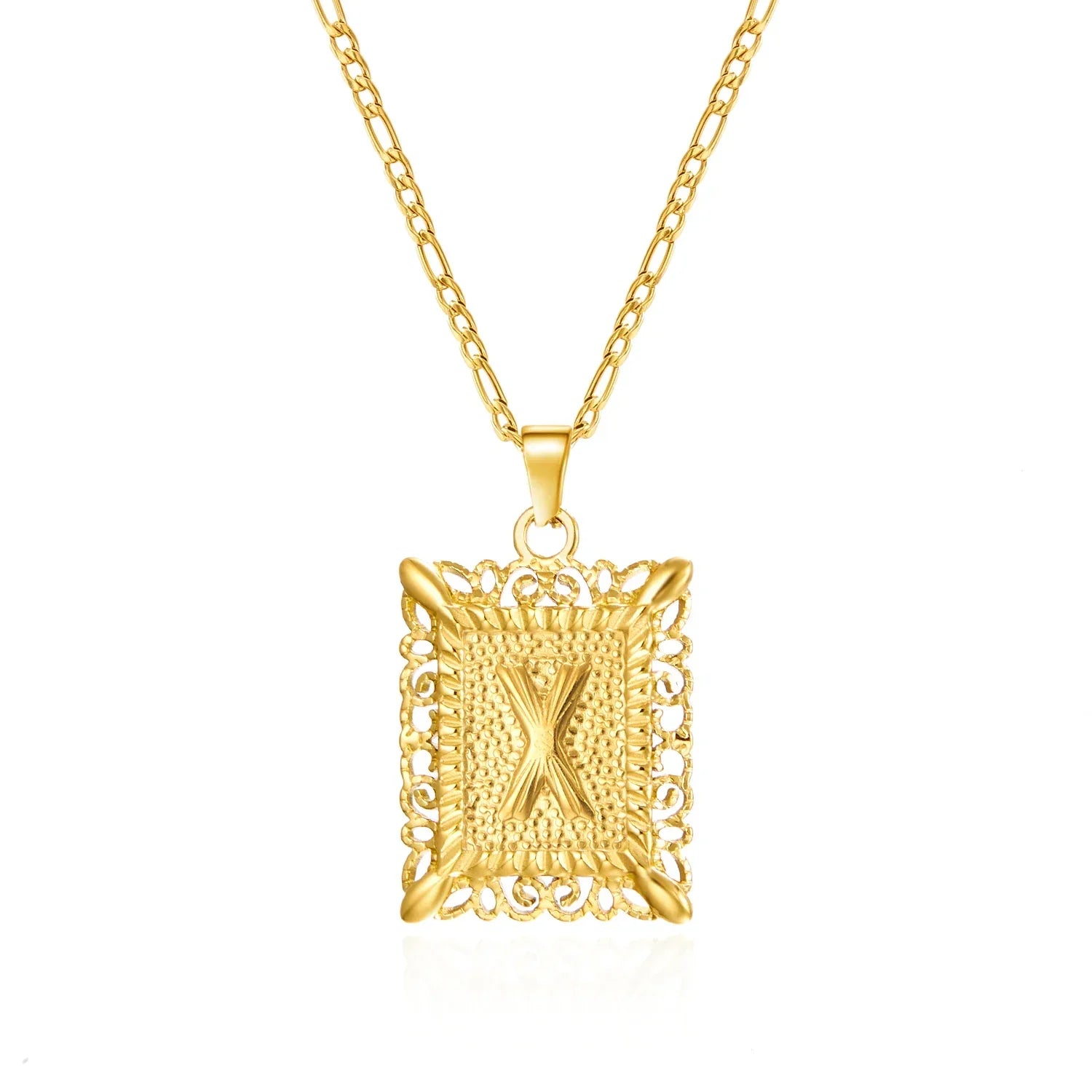 Collier avec pendentif rectangulaire initiale x