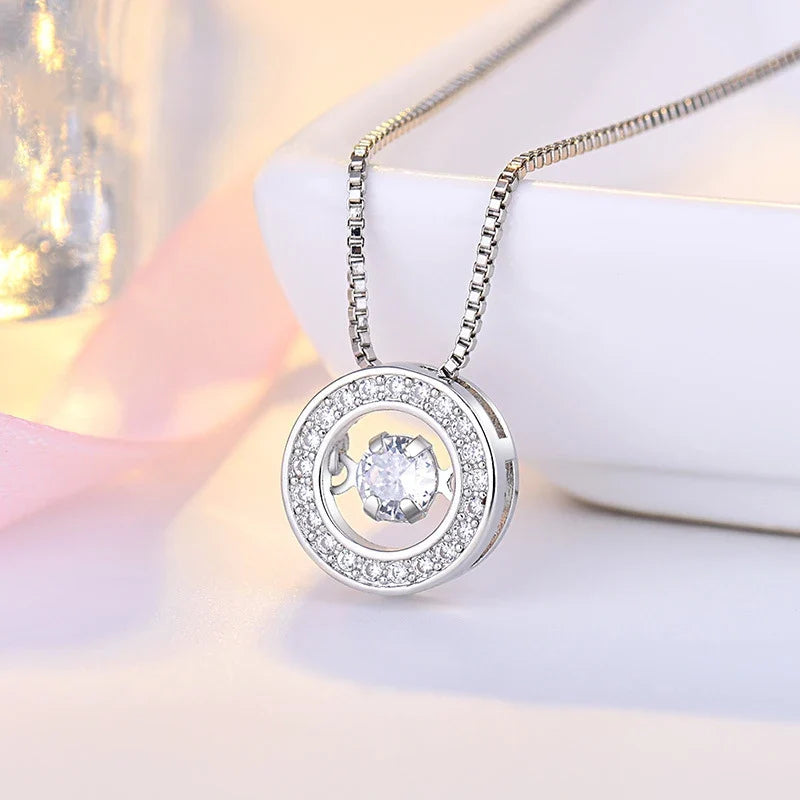 Collier avec Pendentif Rotatif Anti-stress en Zircon