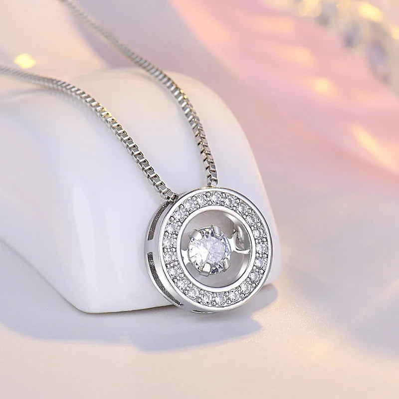 Collier avec Pendentif Rotatif Anti-stress en Zircon