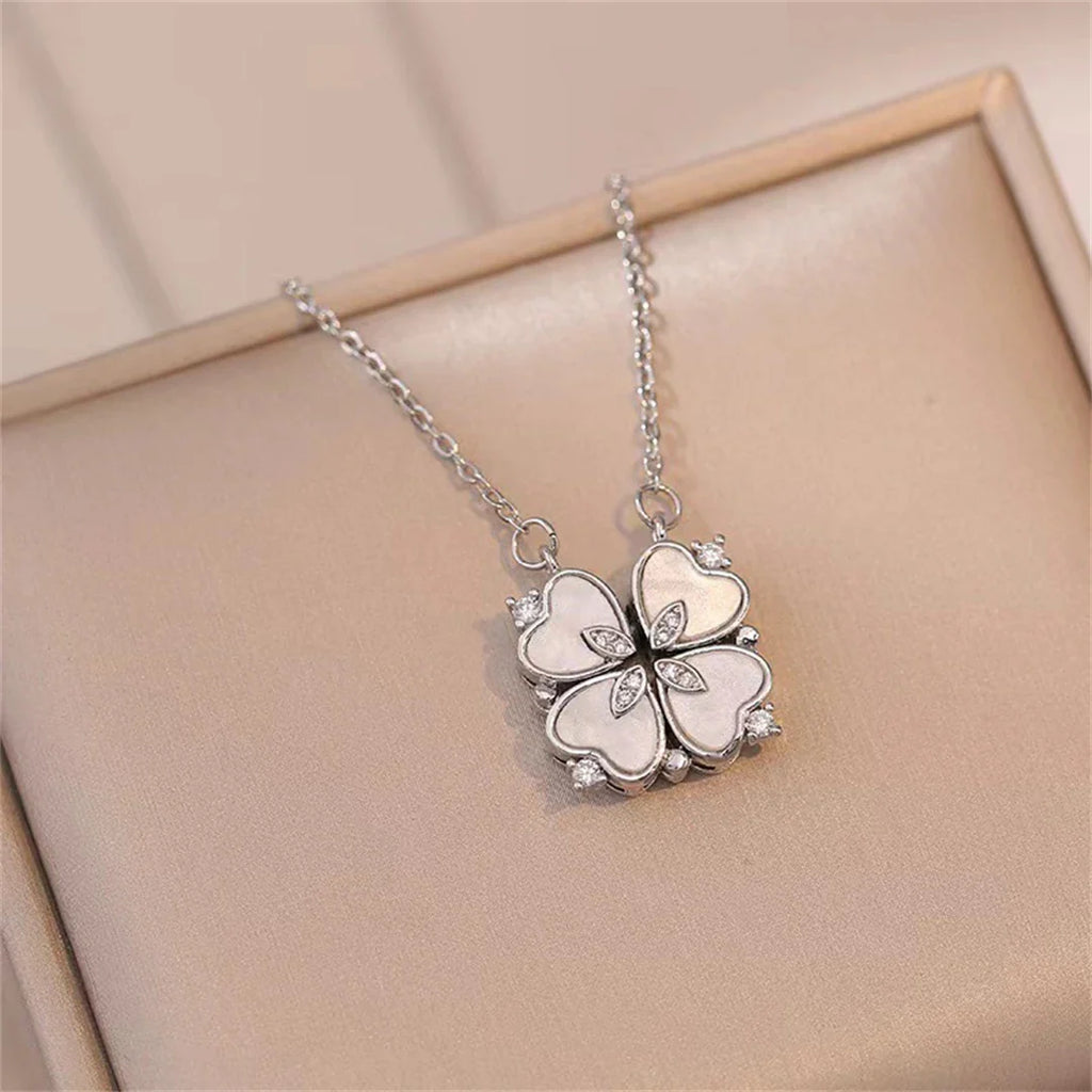 Collier Ras de Cou avec Pendentif Trèfle à 4 Feuilles Porte Bonheur argent
