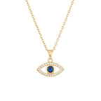 Collier Avec Pendentif Zircon Mauvais Oeil Lune Bleu Turc