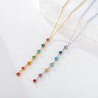 Collier de Protection avec Long Pendentif en Pierres 7 Chakras argent