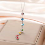 Collier de Protection avec Long Pendentif en Pierres 7 Chakras argent