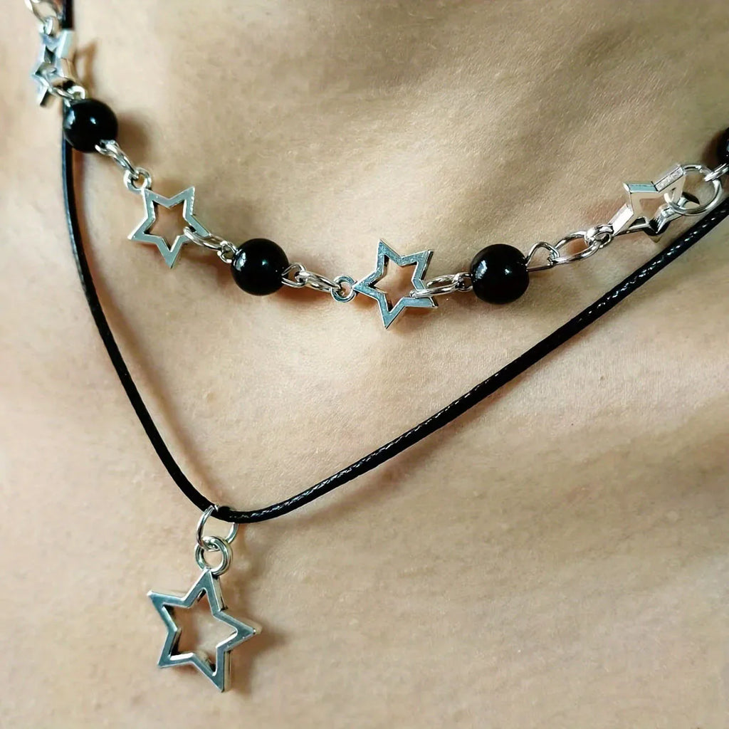 ダブルレイヤーのスター ペンダントネックレス