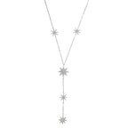 Y字ネックレス - レディース用スター付きデコルテチェーン シルバー