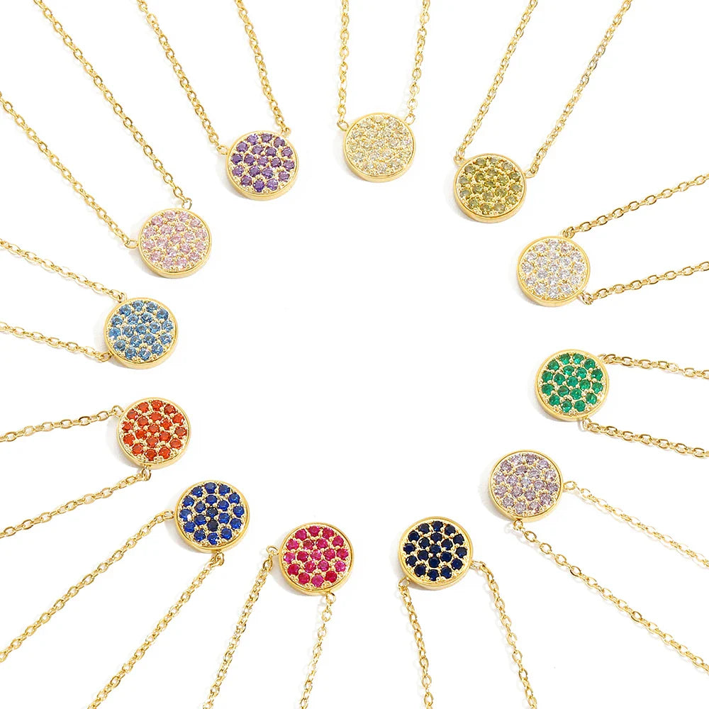 Collier et pendentif avec petite pierre de naissance ronde