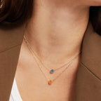 Collier et pendentif avec petite pierre de naissance ronde